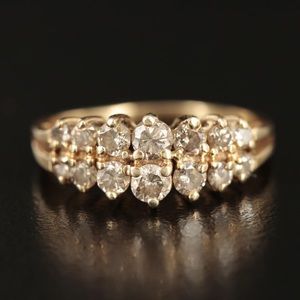 Vintage 14K 0.80 CTW Diamond Double Row Ring - size 7.25